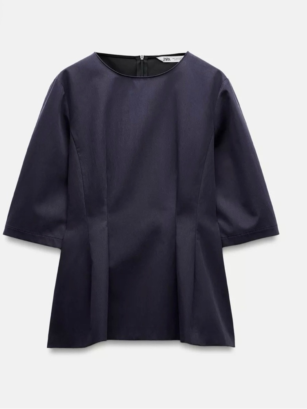 Zara Dark Navy Short-Sleeve Structured Tunic
